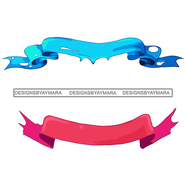 Pink Blue Ribbon Design Element Vector Designs For T-Shirt and Other Products SVG PNG JPG Cut Files For Silhouette Cricut and More!