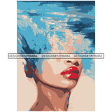 Woman Head Under Water Classic Paint African American Woman Red Lips Vector Designs For T-Shirt and Other Products SVG PNG JPG Cut Files For Silhouette Cricut and More!