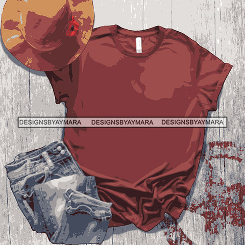 Blank Mock Up Cowboy Distressed T-Shirt Hat Jeans Vector Designs For T-Shirt and Other Products SVG PNG JPG Cut Files For Silhouette Cricut and More!