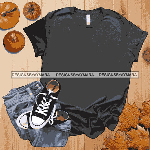 Blank Mock Up Fall T-Shirt Sneakers Vector Designs For T-Shirt and Other Products SVG PNG JPG Cut Files For Silhouette Cricut and More!