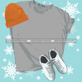 Winter Blank Mock Up Snow Flakes T-Shirt Sneakers Vector Designs For T-Shirt and Other Products SVG PNG JPG Cut Files For Silhouette Cricut and More!