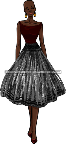 Copy of Afro Black Model Fashion Woman Posing Fancy Gown Dress Vogue Goddess Glamour Trendy Clothing Bald Hair Style SVG Cutting Files For Silhouette Cricut More