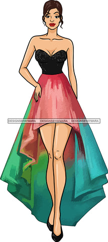 Model Fashion Woman Posing Fancy Gown Dress Vogue Goddess Glamour Trendy Clothing  Short Hair Style SVG Cutting Files For Silhouette Cricut More