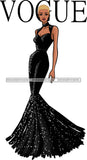 Afro Black Model Fashion Woman Posing Fancy Gown Dress Vogue Goddess Glamour Trendy Clothing Short Hair Style SVG Cutting Files For Silhouette Cricut More
