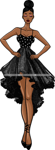 Afro Black Model Fashion Woman Posing Fancy Gown Dress Vogue Goddess Glamour Trendy Clothing Up Do Hair Style SVG Cutting Files For Silhouette Cricut More