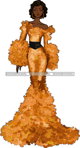 Afro Black Model Fashion Woman Posing Fancy Gown Dress Vogue Goddess Glamour Trendy Clothing Short Hair Style SVG Cutting Files For Silhouette Cricut More