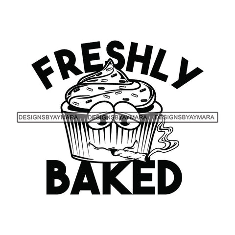 Cupcake Stoned High Smoking Joint Blunt Weed 420 Cannabis Banner B/W SVG JPG PNG Vector Clipart Cricut Silhouette Cut Cutting