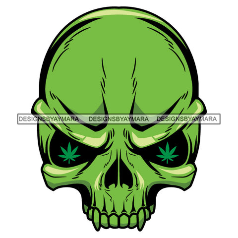 Green Skull Marijuana Leaves Eyes Cannabis Recreational Medicinal Drug SVG JPG PNG Vector Clipart Cricut Silhouette Cut Cutting