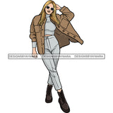 Winter Fall Fashion Woman Model Casual Clothing Outfit Cold Weather Jacket Coat Sweater Autumn SVG JPG PNG Clipart Cricut Silhouette Cut Cutting