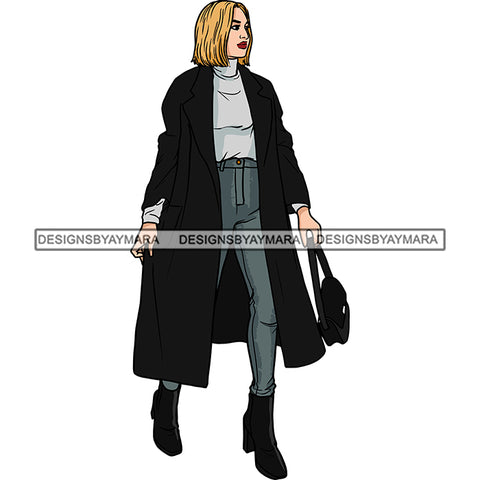 Winter Fall Fashion Woman Model Casual Clothing Outfit Cold Weather Jacket Coat Sweater Autumn SVG JPG PNG Clipart Cricut Silhouette Cut Cutting