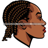 Black Woman  With Cornrows Red Lips Head SVG JPG PNG Vector Clipart Cricut Silhouette Cut Cutting