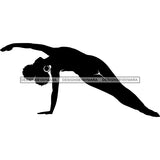 Afro Woman Silhouette Working Out Stretching Yoga Pose Trendy Fashion Gym B/W SVG PNG JPG Cutting Files For Silhouette Cricut