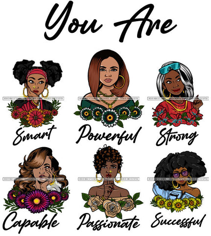 You Are Amazing Important Blessed Woman Qualities Melanin Nubian Black Girl Magic SVG Cutting Files For Silhouette Cricut and More