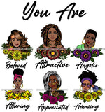 You Are Amazing Important Blessed Woman Qualities Melanin Nubian Black Girl Magic SVG Cutting Files For Silhouette Cricut and More