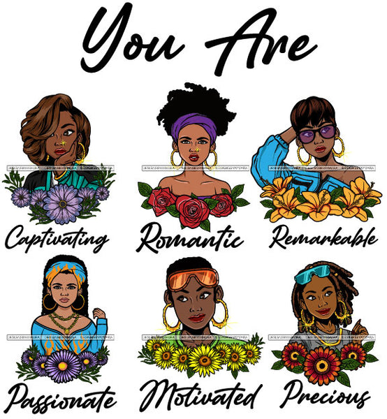 You Are Amazing Important Blessed Woman Qualities Melanin Nubian Black Girl Magic SVG Cutting Files For Silhouette Cricut and More