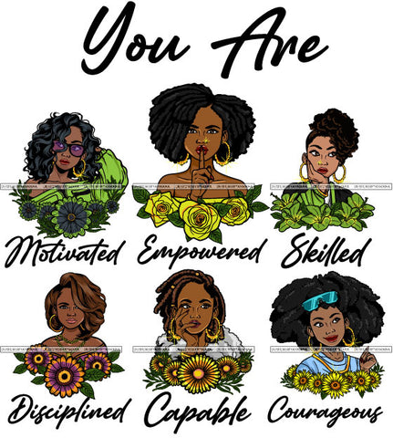 You Are Amazing Important Blessed Woman Qualities Melanin Nubian Black Girl Magic SVG Cutting Files For Silhouette Cricut and More