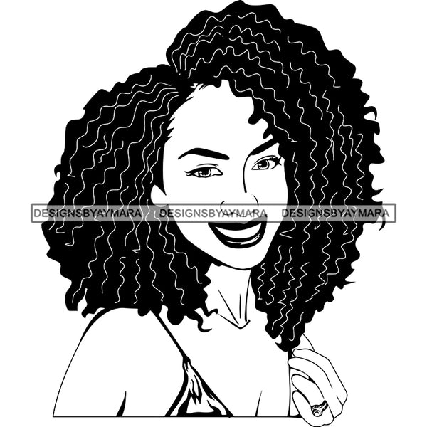 Afro Woman Kinky Hairstyle African American Beautiful Black Woman SVG Files For Cutting and More.