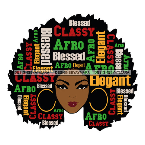Afro Diva Life Quotes Queen Blessed Classy Elegant Black Woman Hoop Earrings  SVG Cutting Files For Silhouette Cricut