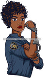 Black Lola Afro Police Officer Boss Lady Handcuffs Portrait Strong Sexy Woman Curly Hair Style  SVG Cutting Files For Silhouette  Cricut