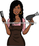 Afro Woman Hair Stylist Beauty Salon Hair Dresser Cosmetic Combs Long Curly Hair Style SVG Cutting Files For Silhouette and Cricut