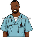 Afro Doctor Nurse Hero Medical Occupation Black African Model Male Strength Men Power Healthy  SVG Cutting Files For Silhouhette Cricut