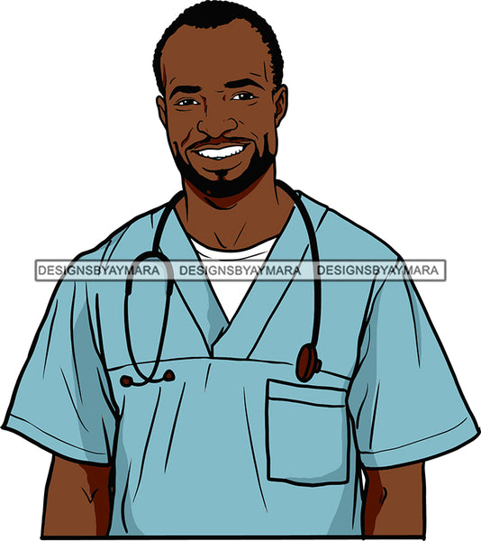 Afro Doctor Nurse Hero Medical Occupation Black African Model Male Strength Men Power Healthy  SVG Cutting Files For Silhouhette Cricut