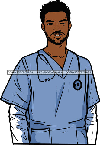 Afro Doctor Nurse Hero Medical Occupation Black African Model Male Strength Men Power Healthy  SVG Cutting Files For Silhouhette Cricut