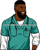 Afro Doctor Nurse Hero Medical Occupation Black African Model Male Strength Men Power Healthy  SVG Cutting Files For Silhouhette Cricut