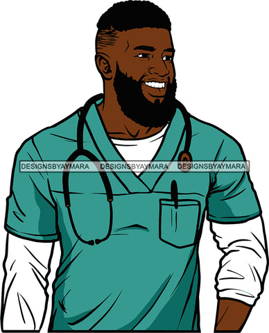 Afro Doctor Nurse Hero Medical Occupation Black African Model Male Strength Men Power Healthy  SVG Cutting Files For Silhouhette Cricut
