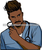 Afro Doctor Nurse Hero Medical Occupation Black African Model Male Strength Men Power Healthy  SVG Cutting Files For Silhouhette Cricut