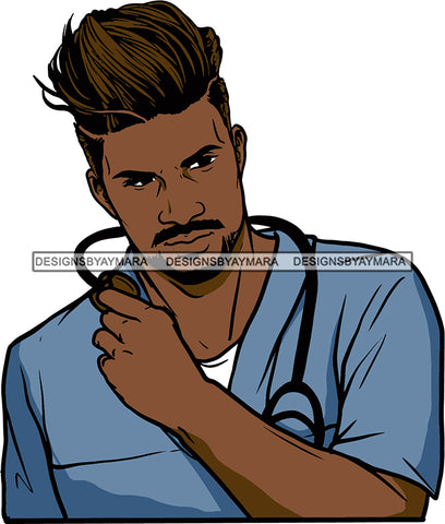 Afro Doctor Nurse Hero Medical Occupation Black African Model Male Strength Men Power Healthy  SVG Cutting Files For Silhouhette Cricut