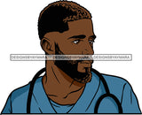 Afro Doctor Nurse Hero Medical Occupation Black African Model Male Strength Men Power Healthy  SVG Cutting Files For Silhouhette Cricut