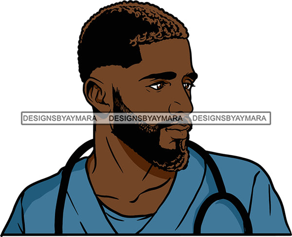Afro Doctor Nurse Hero Medical Occupation Black African Model Male Strength Men Power Healthy  SVG Cutting Files For Silhouhette Cricut