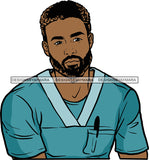 Afro Doctor Nurse Hero Medical Occupation Black African Model Male Strength Men Power Healthy  SVG Cutting Files For Silhouhette Cricut