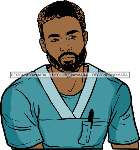 Afro Doctor Nurse Hero Medical Occupation Black African Model Male Strength Men Power Healthy  SVG Cutting Files For Silhouhette Cricut