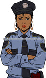 Black Woman Afro Police Officer  Uniform Boss Lady Holster Portrait Strong Sexy Woman Bamboo Hoop Earrings SVG Cutting Files For Silhouette  Cricut