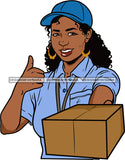 Afro Black Woman Mail Post Office Postal Courier Business Service Parcel Worker Bamboo Hoop Earrings SVG Cutting Files For Silhouette and Cricut