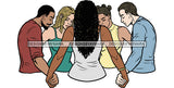 Afro Black White Women Men Praying God Togetherness Religious Unity Faith  SVG Cutting Files For Silhouette Cricut
