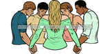 Afro Black White Women Men Praying God Togetherness Religious Unity Faith  SVG Cutting Files For Silhouette Cricut