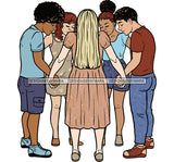 Afro Black White Women Men Praying God Togetherness Religious Unity Faith  SVG Cutting Files For Silhouette Cricut