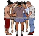 Afro Black White Women Men Praying God Togetherness Religious Unity Faith  SVG Cutting Files For Silhouette Cricut