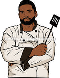 Afro Chef Man Culinary Gourmet Food Occupation SVG Cutting Files For Silhouette Cricut and More