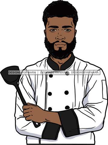 Afro Chef Man Culinary Gourmet Food Occupation SVG Cutting Files For Silhouette Cricut and More