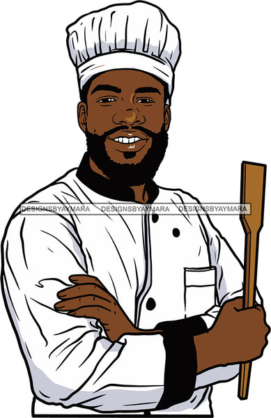 Afro Chef Man Toque Hat Culinary Gourmet Food Occupation SVG Cutting Files For Silhouette Cricut and More