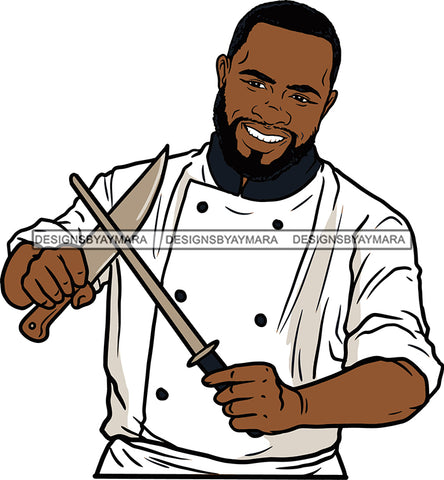 Afro Chef Man Culinary Utensils Gourmet Food Occupation SVG Cutting Files For Silhouette Cricut and More
