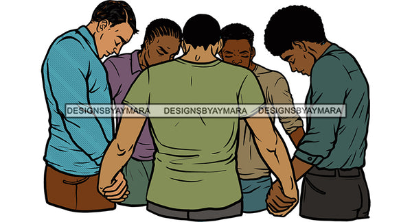 Afro Black Men Praying God Togetherness Religious Unity Faith  SVG Cutting Files For Silhouette Cricut