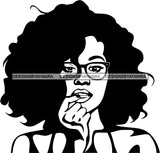 Black Goddess Lady Nubian Portrait Worried Sexy Woman Afro Hair Style B/W SVG Cutting Files For Silhouette  Cricut