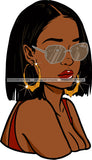 Afro Urban Street Black Girls Babe Bamboo Hoop Earrings Sexy Sunglasses Short Hair Style  SVG Cutting Files For Silhouette Cricut