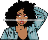 Black Lady Nubian Portrait Sexy Woman Afro Hair Style Denim SVG Cutting Files For Silhouette Cricut