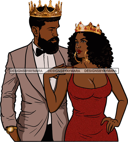 Black Couple Sexy Relationship African King Queen Bamboo Earrings Crown Family Falling in Love Young Adult SVG Cutting Files For Silhouette and Cricut